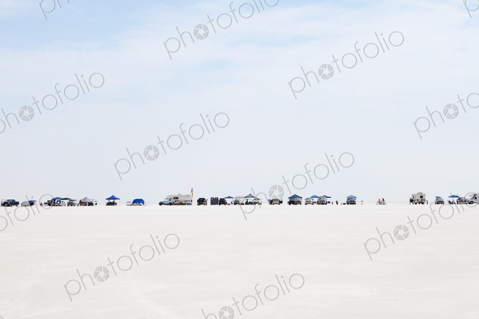 Spectators lined up on Bonneville Salt Flats during Speed Week
