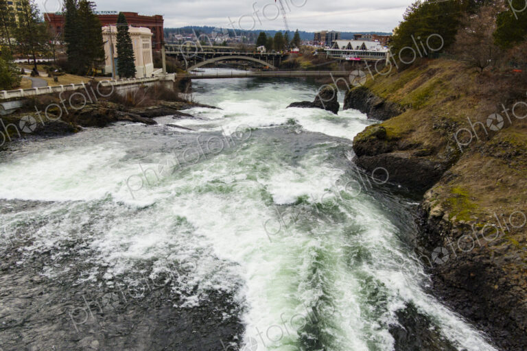 Spokane Falls in winter, Spokane, WA, USA