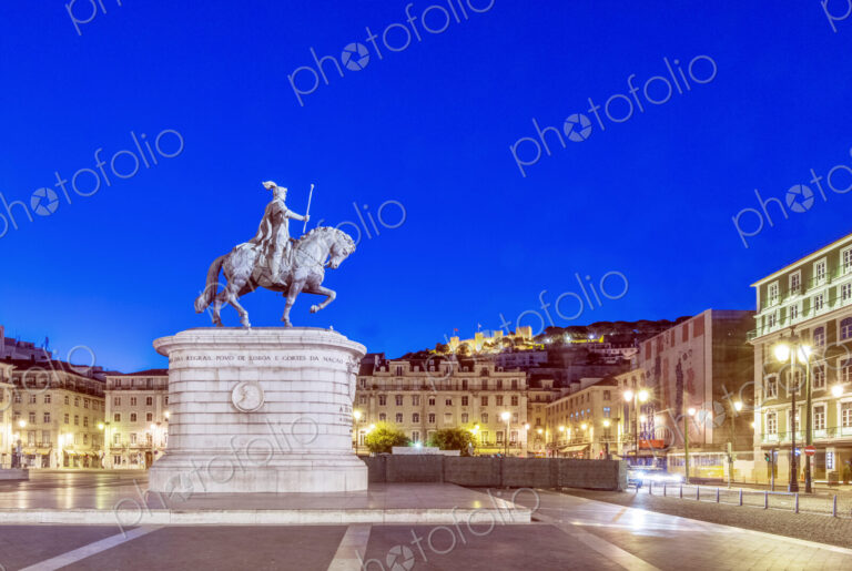 Square of the Fig Tree illuminated at night, Lisbon, Lisbon, Portugal