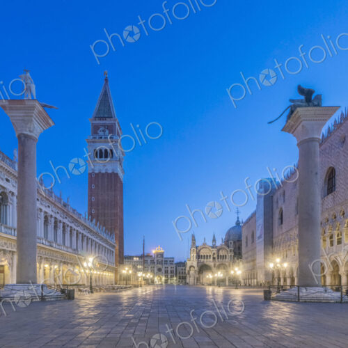 St Mark's Square lit up at night, Venice, Italy. St Mark's Square lit up at night, Venice, Italy.