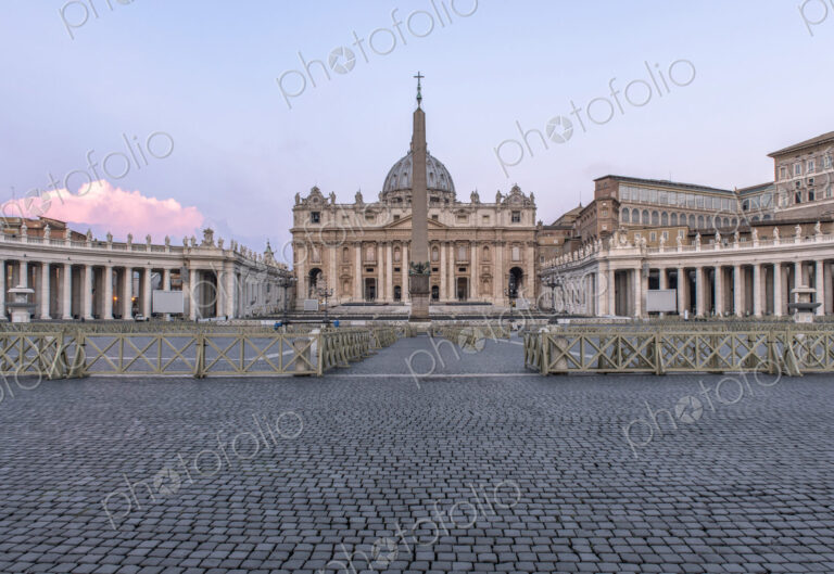 St Peter's Basilica and buildings near courtyard, Rome, Italy
