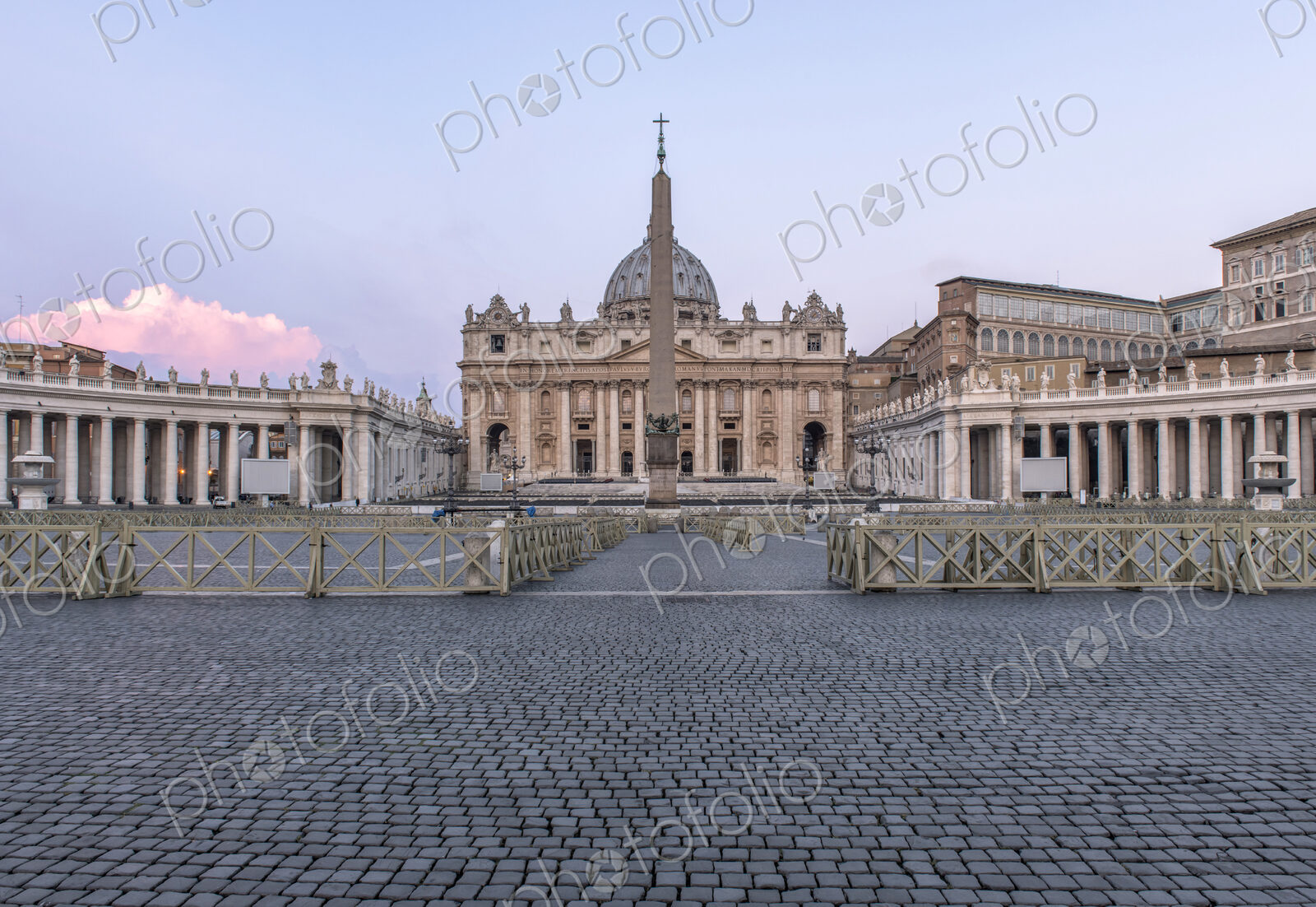 St Peter’s Basilica and buildings near courtyard, Rome, Italy