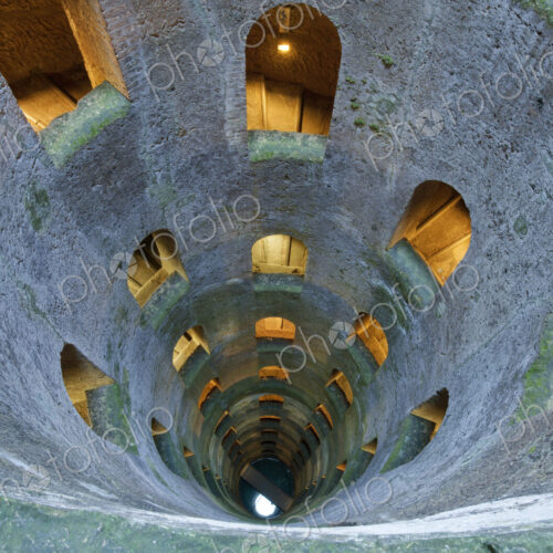 St. Patrick's Well, Pozzo di San Patrizio, view from the top of a deep well with stone… St. Patrick's Well, Pozzo di San Patrizio, view from the top of a deep well with stone…