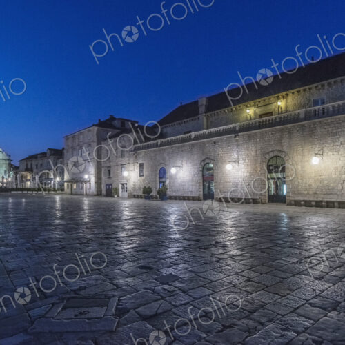 St. Stephen's Square in Hvar lit up at night. St. Stephen's Square in Hvar lit up at night.