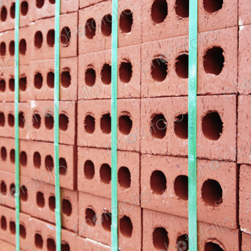 Stack of Red Bricks Bound Together