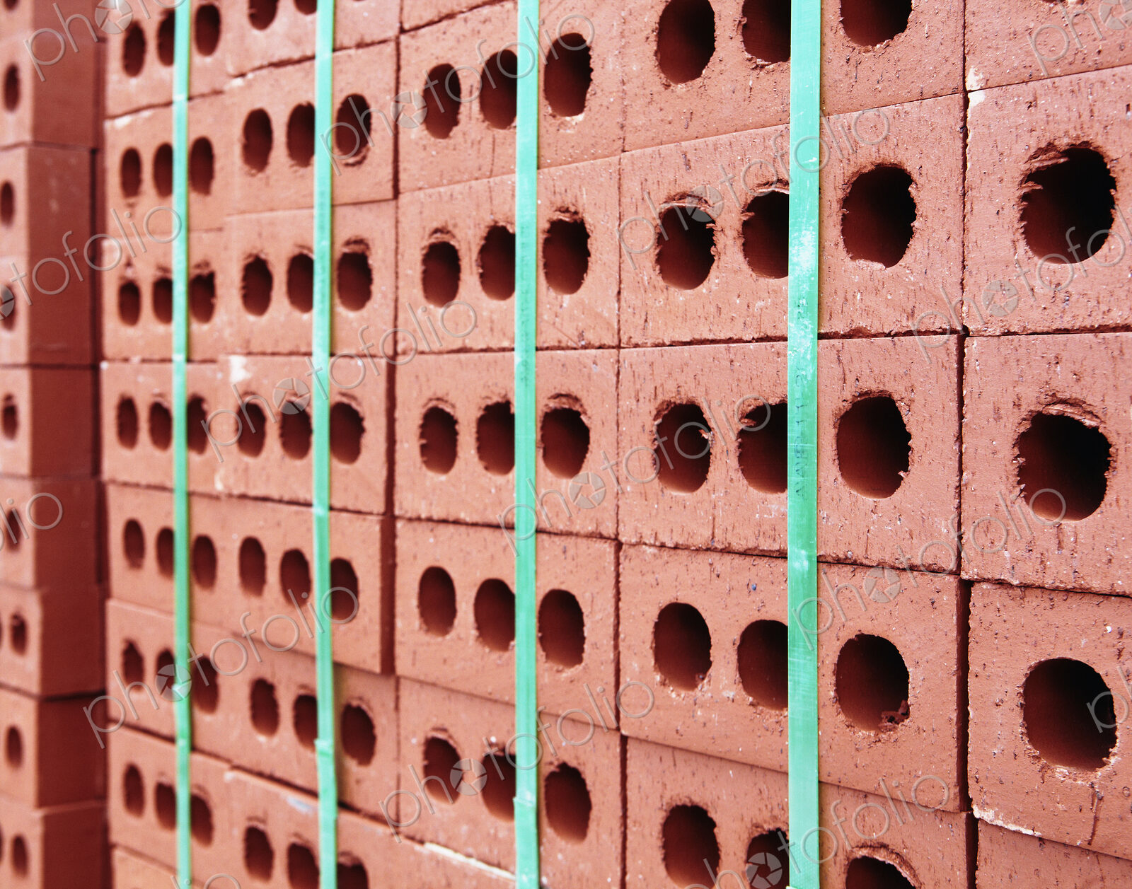 Stack of Red Bricks Bound Together