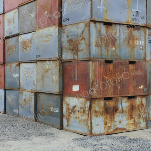 Stack of rusty metal containers Stack of rusty metal containers