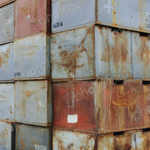 Stack of rusty metal containers Stack of rusty metal containers