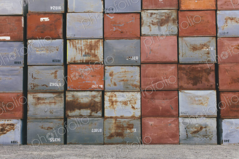 Stack of rusty metal containers