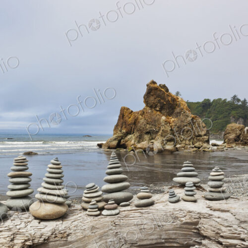 Stacked stones on Ruby beach, Forks, Washington, United States Stacked stones on Ruby beach, Forks, Washington, United States
