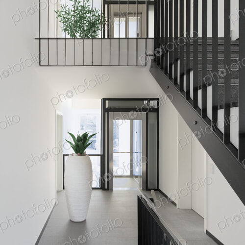 Staircase and hallway in modern house Staircase and hallway in modern house