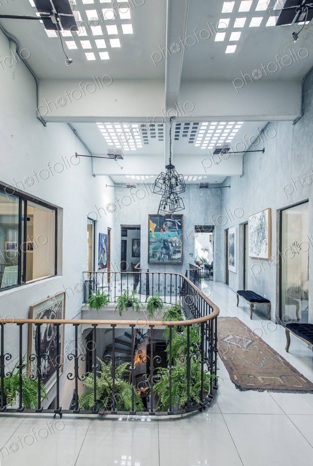 Staircase atrium at Guanajuato art gallery.