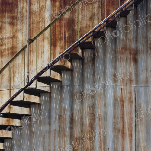 Staircase on a rusting iron structure, Puerto Rico Staircase on a rusting iron structure, Puerto Rico