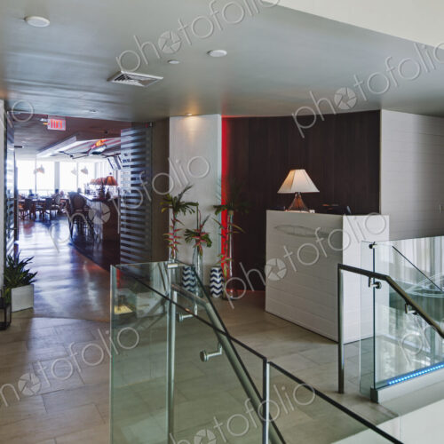 Staircase to cafeteria in office building