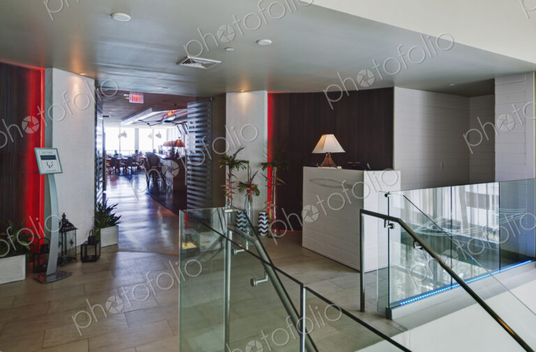 Staircase to cafeteria in office building