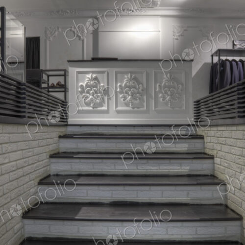 Staircase to counter in clothing store for men Staircase to counter in clothing store for men