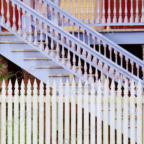Stairs And White Picket Fence