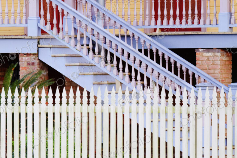Stairs And White Picket Fence