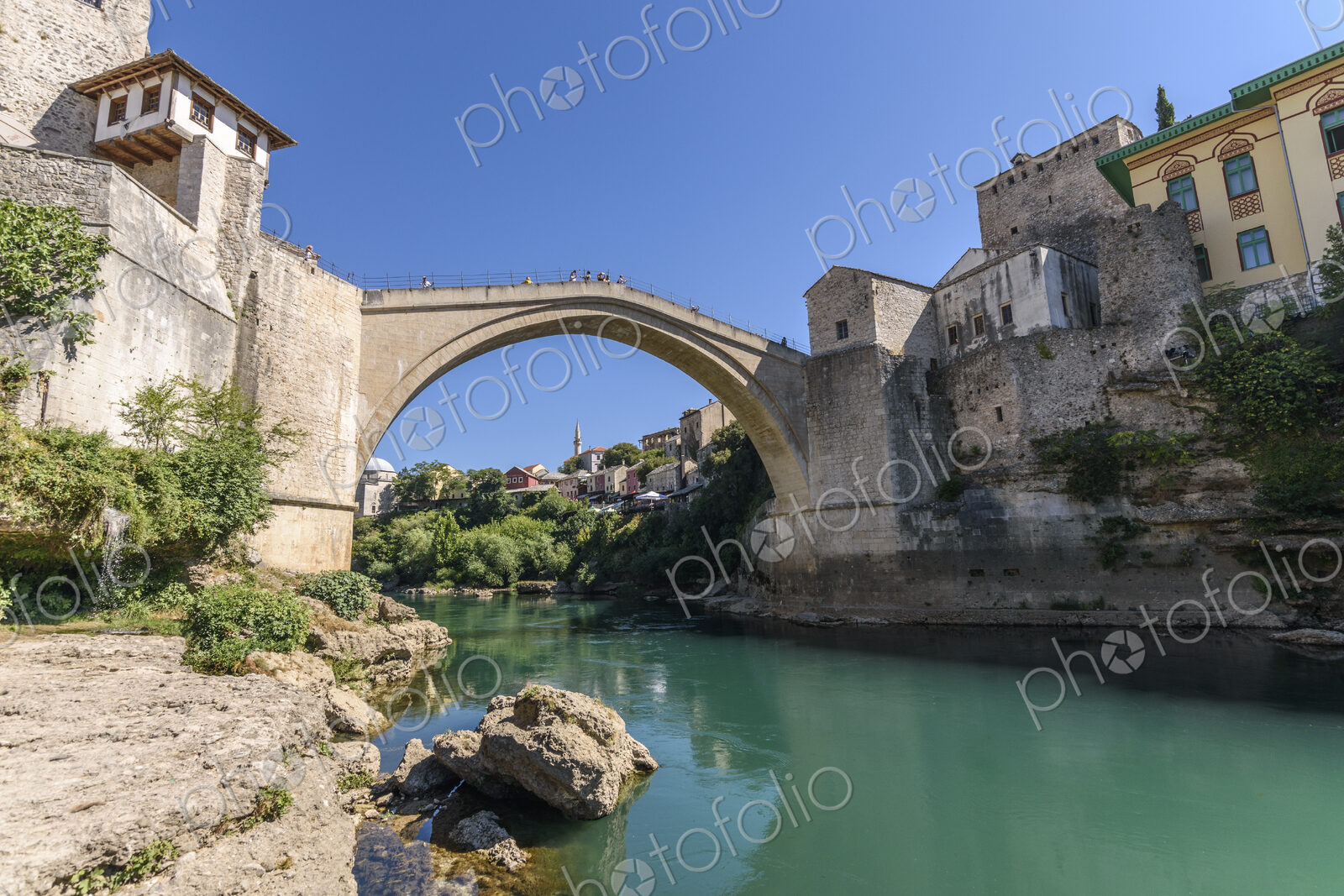 Stari Most, a 16th century Ottoman bridge across the river Neretva in the city of Mostar