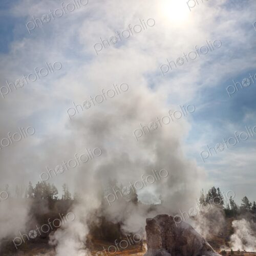 Steam from Mastiff Geyser in Upper Geyser Basin, Yellowstone National Park, Wyoming Steam from Mastiff Geyser in Upper Geyser Basin, Yellowstone National Park, Wyoming