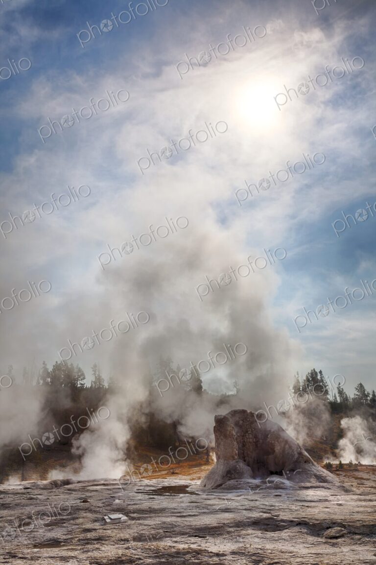 Steam from Mastiff Geyser in Upper Geyser Basin, Yellowstone National Park, Wyoming