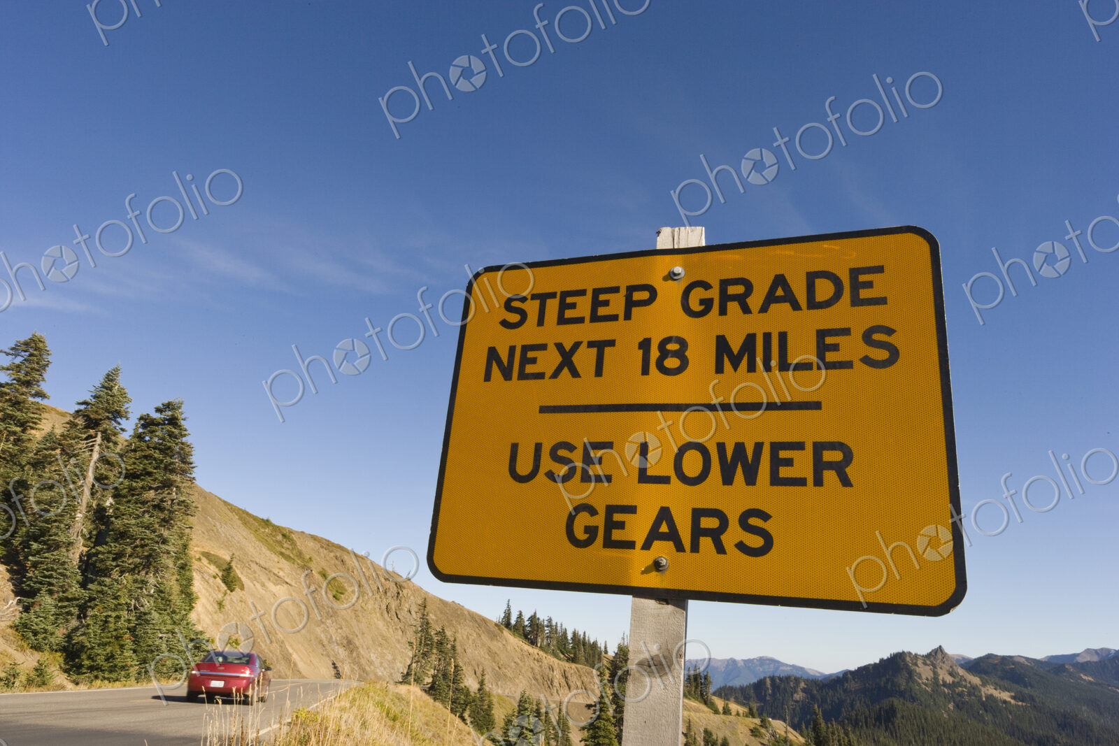 Steep Grade sign, Hurricane Ridge, Olympic National Park, Port Angeles, Wa USA,Steep…