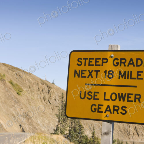 Steep Grade sign by the road at Hurricane Ridge, Olympic National Park. Steep Grade sign by the road at Hurricane Ridge, Olympic National Park.