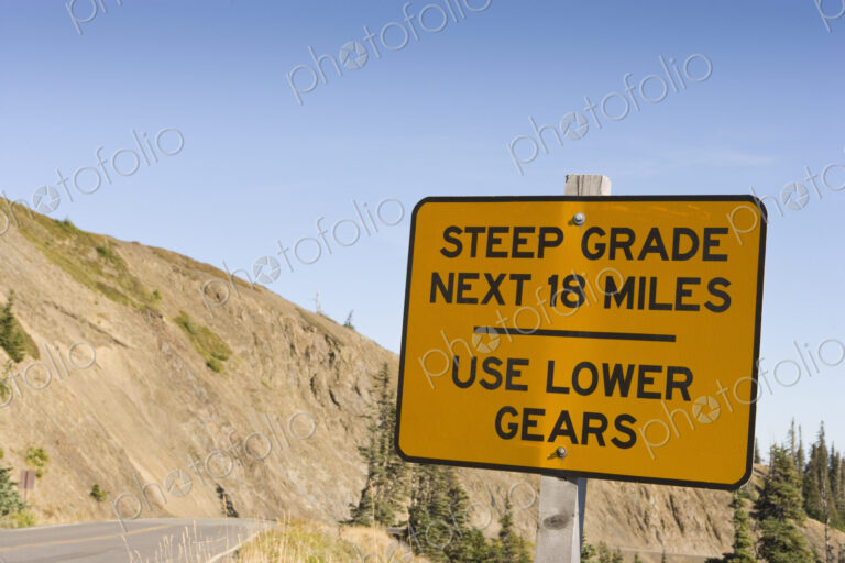 Steep Grade sign by the road at Hurricane Ridge, Olympic National Park.