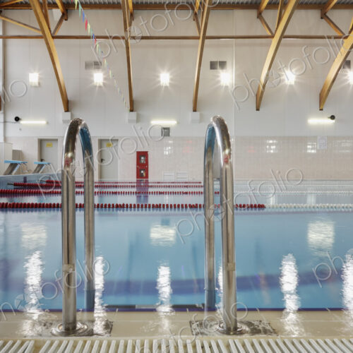 Steps into an indoor swimming pool Steps into an indoor swimming pool