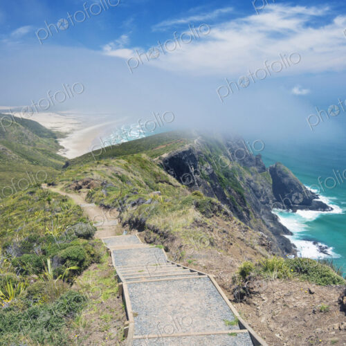 Steps on coastal hillside, Te Werahi, Cape Reinga, New Zealand Steps on coastal hillside, Te Werahi, Cape Reinga, New Zealand