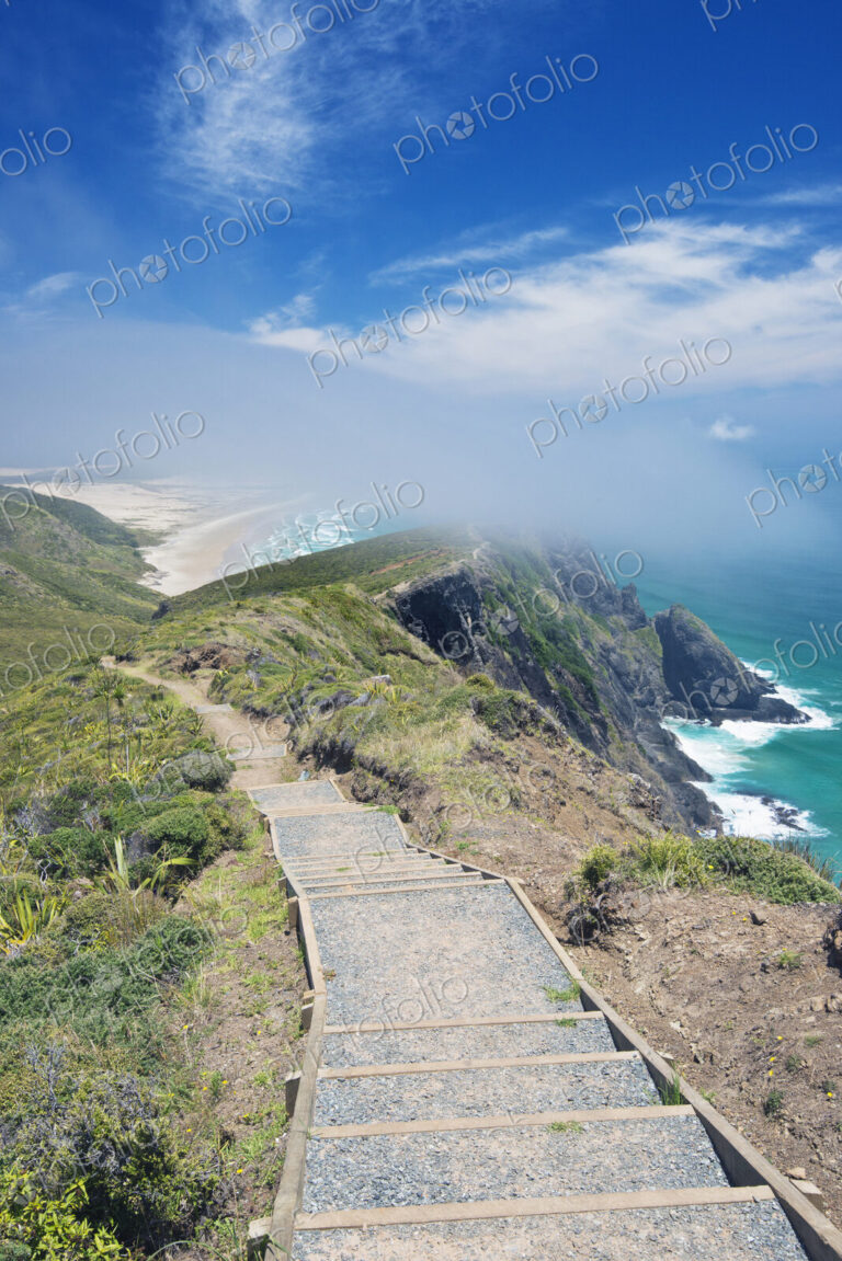 Steps on coastal hillside, Te Werahi, Cape Reinga, New Zealand