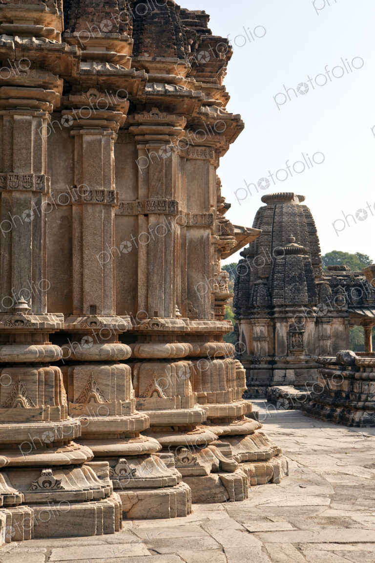Stone Columns at Sas-Bahu Temple at Eklingji