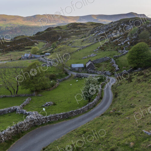 Stone Walls and Road near Dolgellau, an elevated view of the landscape, rural scene… Stone Walls and Road near Dolgellau, an elevated view of the landscape, rural scene…