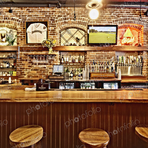 Stools and Counter in a Sports Bar Stools and Counter in a Sports Bar