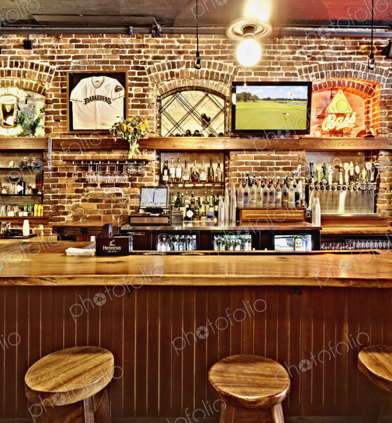 Stools and Counter in a Sports Bar