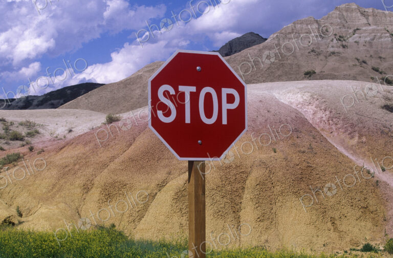 Stop Sign in South Dakota Badlands