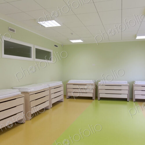 Storage furniture in a new school room