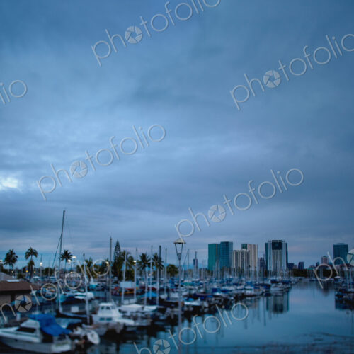 Stormy Skies Over Boat Harbor at Night, Honolulu, Hawaii Stormy Skies Over Boat Harbor at Night, Honolulu, Hawaii