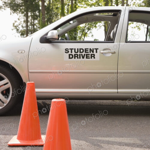 Student Driver Car and Traffic Cones