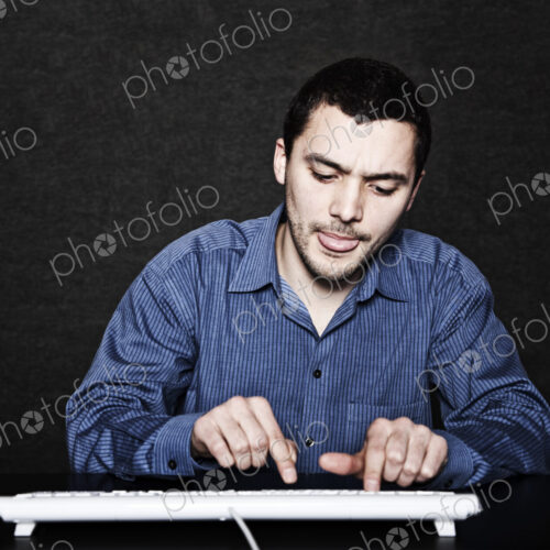 Studio portrait of Hispanic man actor