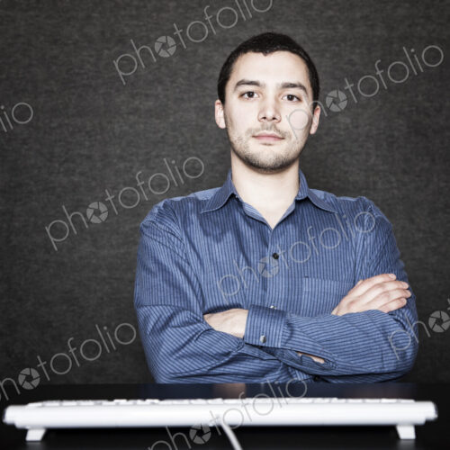 Studio portrait of Hispanic man actor