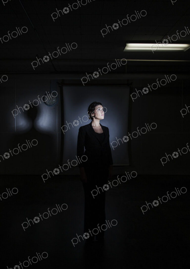Studio portraits of caucasian woman holding props