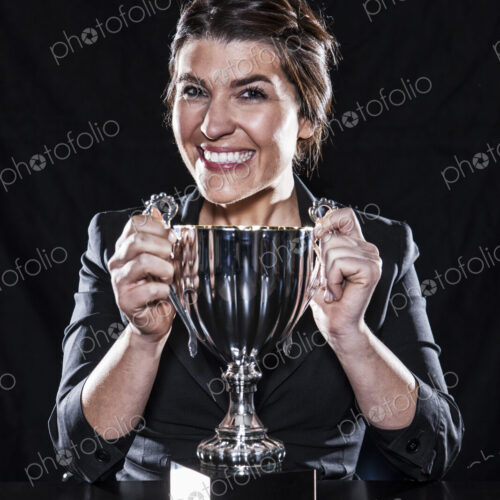 Studio portraits of caucasian woman holding props Studio portraits of caucasian woman holding props