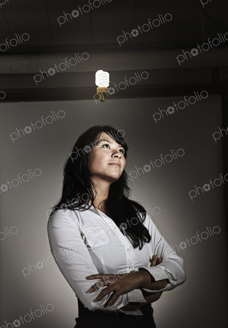 Studio portraits of caucasian woman holding props