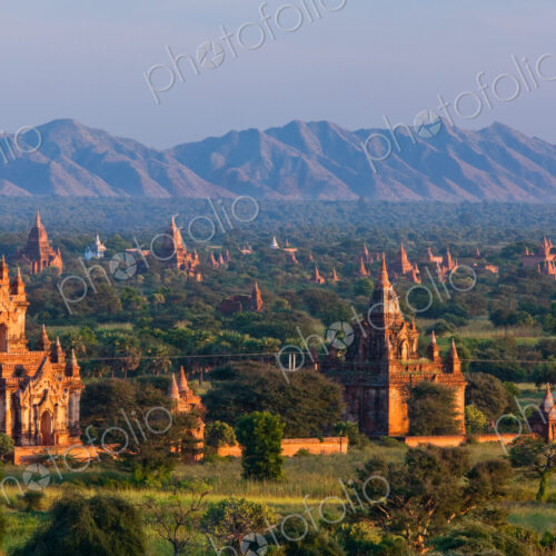 Stupas on the plains of Bagan, Myanmar. Bagan Archaeological Zone. Stupas on the plains of Bagan, Myanmar. Bagan Archaeological Zone.