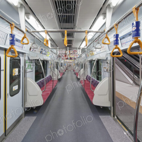 Subway car of the Minato Mirai Line, Motomachi Chukagai Subway Station, Yokohama, Japan