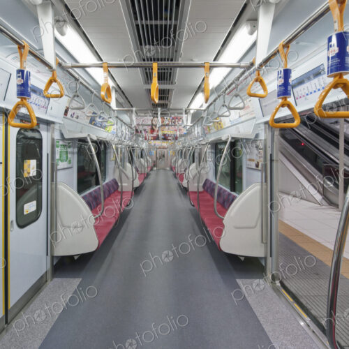 Subway car of the Minato Mirai Line, Motomachi Chukagai Subway Station, Yokohama, Japan