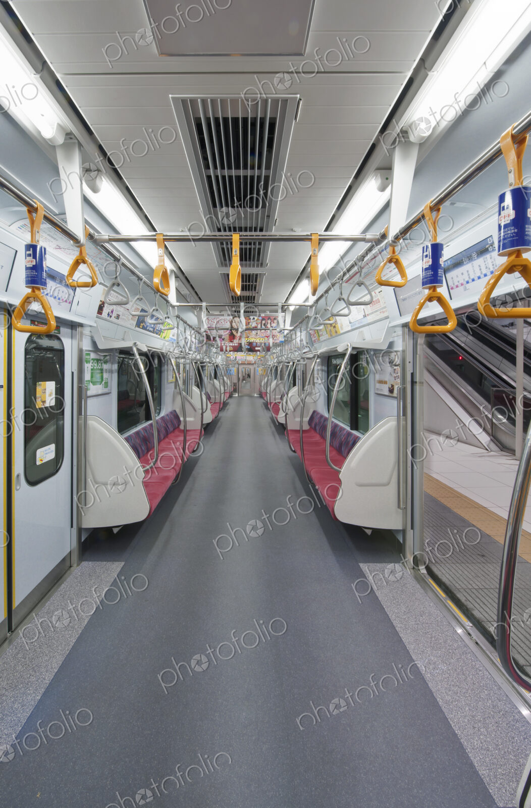 Subway car of the Minato Mirai Line, Motomachi Chukagai Subway Station, Yokohama, Japan