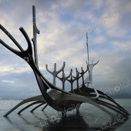 Sun-Craft sculpture on Tjorn Lake