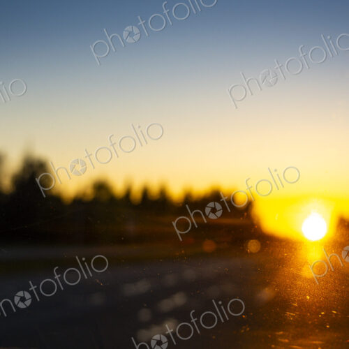 Sun setting over Highway 101 in Sequim, WA USA